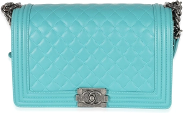 CHANEL PRE-LOVED AQUA QUILTED LAMBSKIN NEW MEDIUM BOY BAG