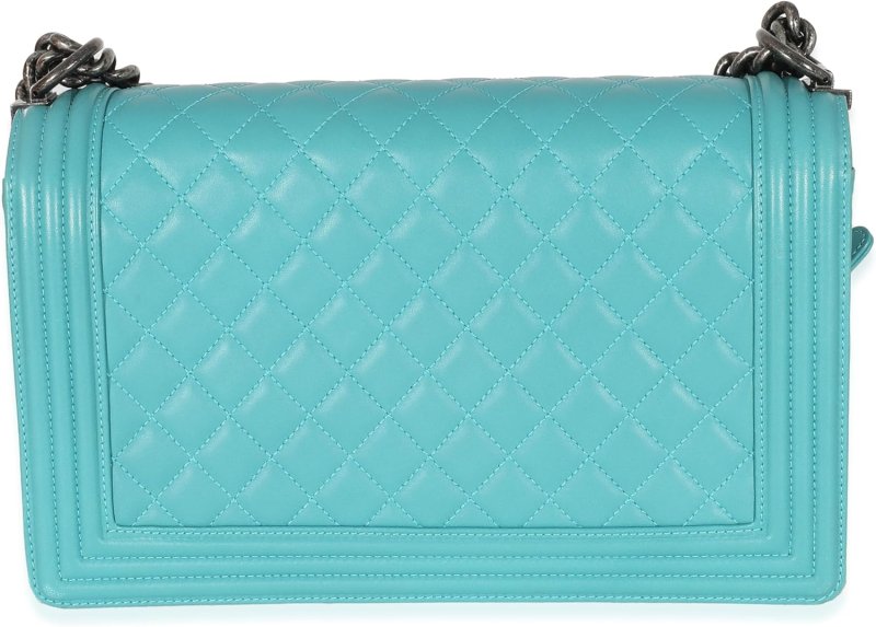 CHANEL PRE-LOVED AQUA QUILTED LAMBSKIN NEW MEDIUM BOY BAG