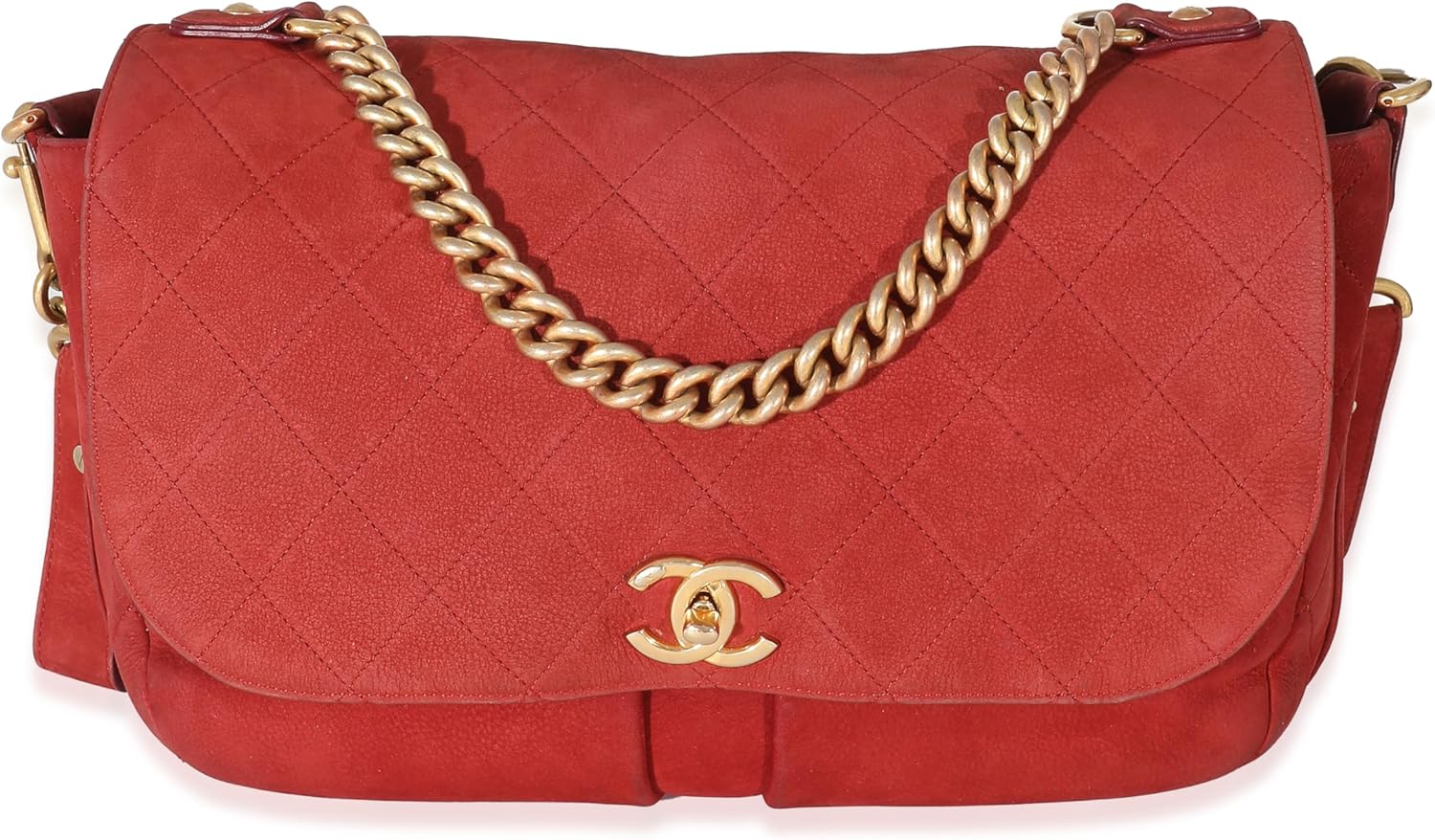 CHANEL PRE-LOVED RED SUEDE PARIS IN ROME MESSENGER BAG