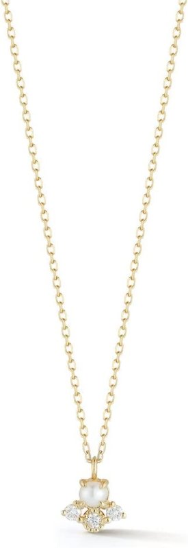 MATEO NEW YORK 14KT THE LITTLE THINGS PEARL AND DIAMOND NECKLACE