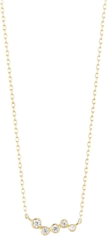 MATEO NEW YORK MINI DIAMOND BEZEL WAVE DIAMOND NECKLACE, YELLOW
