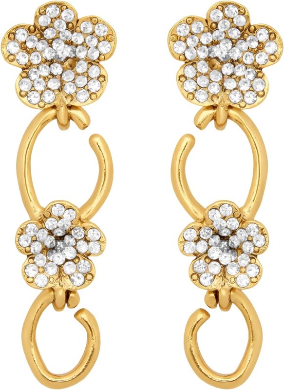 OSCAR DE LA RENTA CRYSTAL FLOWER O DROP EARRINGS