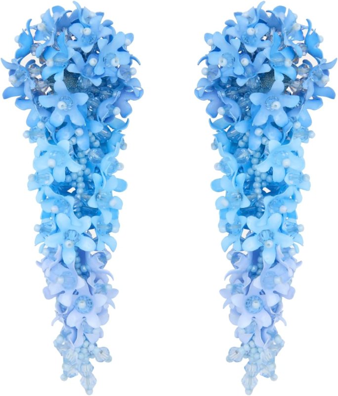 OSCAR DE LA RENTA CASCADING FLOWER CLIP-ON EARRINGS