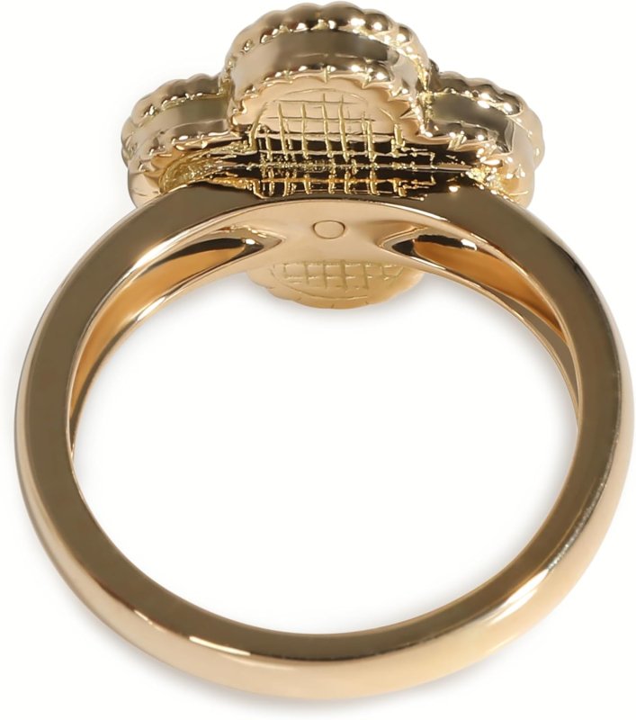 VAN CLEEF & ARPELS PRE-LOVED, ALHAMBRA TIGER'S EYE RING, 18K YELLOW GOLD 0.05 CTW, 6