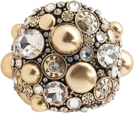 AREA CRYSTAL BUTTON CLUSTER CUFF BRACELET, OS, ANTIQUE GOLD