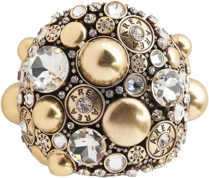 AREA CRYSTAL BUTTON CLUSTER CUFF BRACELET, OS, ANTIQUE GOLD