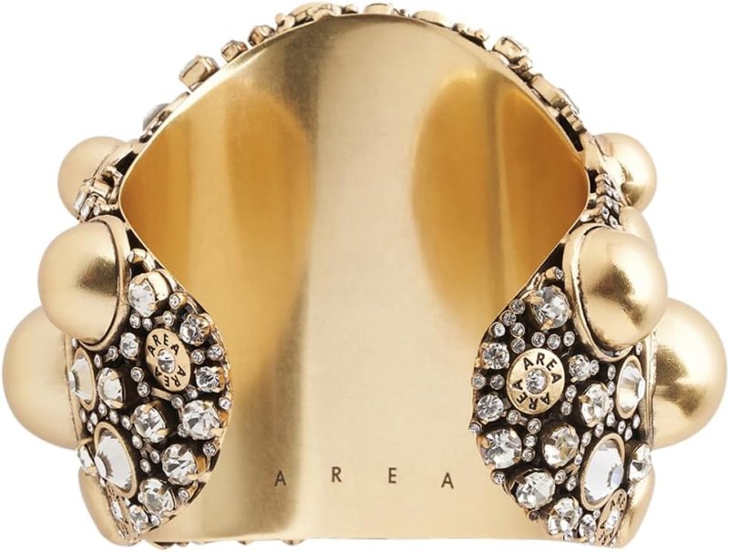 AREA CRYSTAL BUTTON CLUSTER CUFF BRACELET, OS, ANTIQUE GOLD