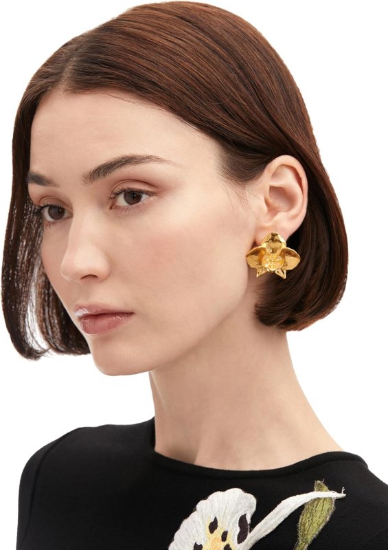 OSCAR DE LA RENTA ORCHID CLIP-ON EARRINGS