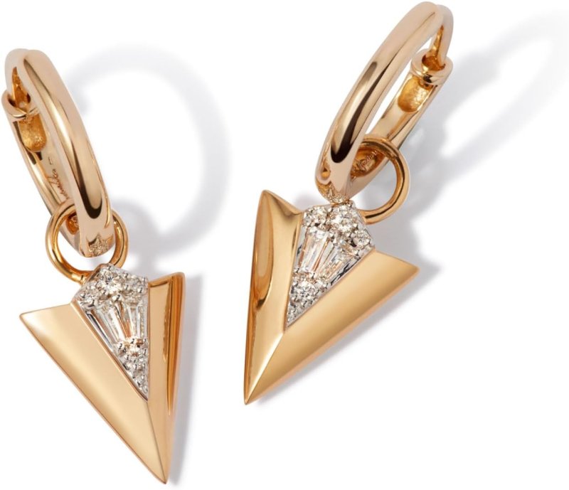 ANNOUSHKA FLIGHT 18CT YELLOW GOLD DIAMOND ARROW HOOP EARRINGS