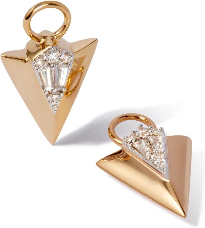 ANNOUSHKA FLIGHT 18CT YELLOW GOLD DIAMOND ARROW HOOP EARRINGS