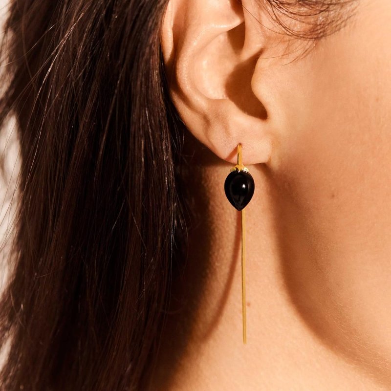 ANNOUSHKA ONYX FRENCH HOOK EARRINGS