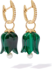 ANNOUSHKA TULIP MALACHITE EARRING DROPS, 18CT YELLOW GOLD