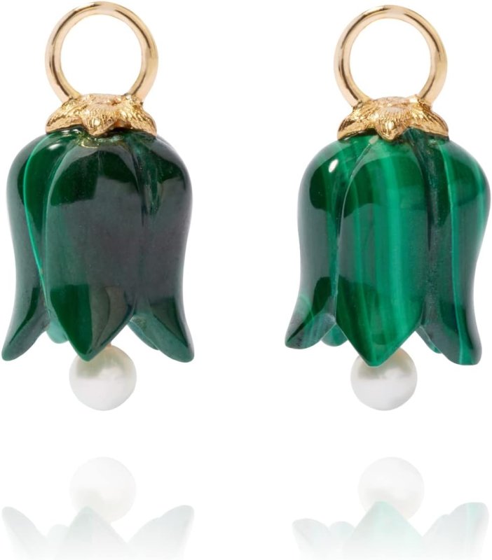 ANNOUSHKA TULIP MALACHITE EARRING DROPS, 18CT YELLOW GOLD