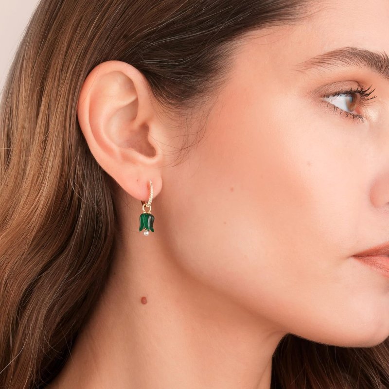 ANNOUSHKA TULIP MALACHITE EARRING DROPS, 18CT YELLOW GOLD
