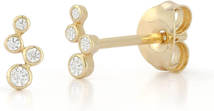 MATEO NEW YORK DIAMOND WAVE BEZEL STUDS, YELLOW