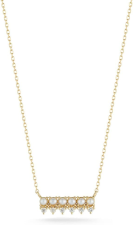 MATEO NEW YORK 14KT THE LITTLE THINGS PEARL AND DIAMOND HORIZONTAL BAR YELLOW GOLD NECKLACE FOR FEMALE, WOMENS