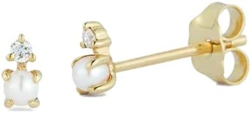 MATEO NEW YORK 14KT THE LITTLE THINGS UNI PEARL AND DIAMOND STUDS