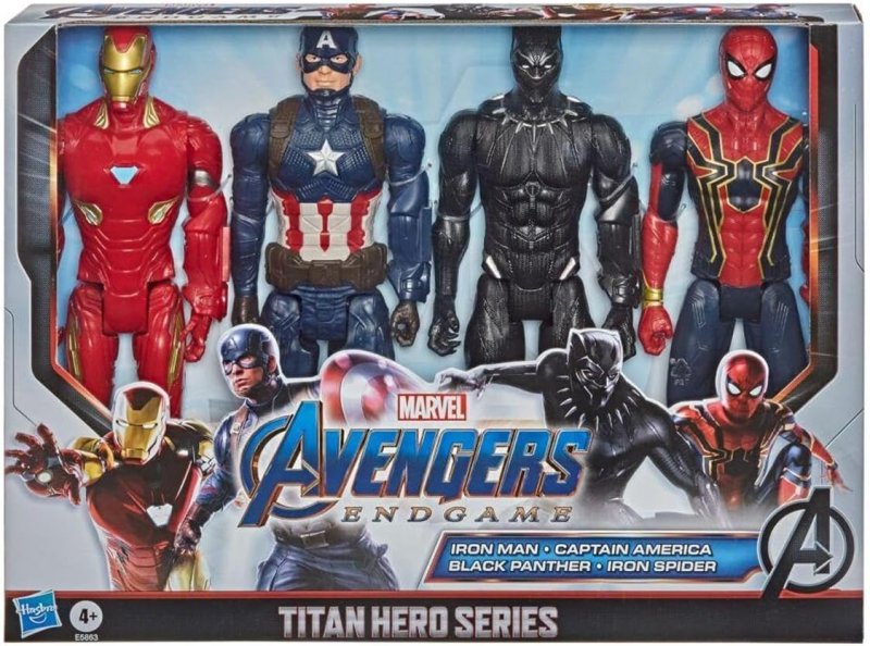 AVENGERS MARVEL ENDGAME TITAN HERO SERIES 12 INCH ACTION FIGURES - CAPTAIN AMERICA IRON SPIDER BLACK PANTHER IRON MAN - SET OF 4 FIGURES