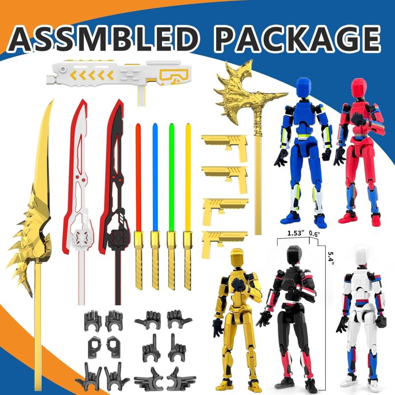 T13 ACTION FIGURE ASSEMBLED MULTI-COLORED TITAN 13 SET WITH LASER SABER 3D PRINTED T13 LUCKY ROBO DUMMY NOVA 13 FIGURES