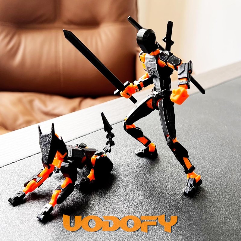 T13 ACTION FIGURE SET 3D PRINTED TOYS ROBO 13 DUMMY TITAN 13 ACTION FIGURE BLACK ORANGE