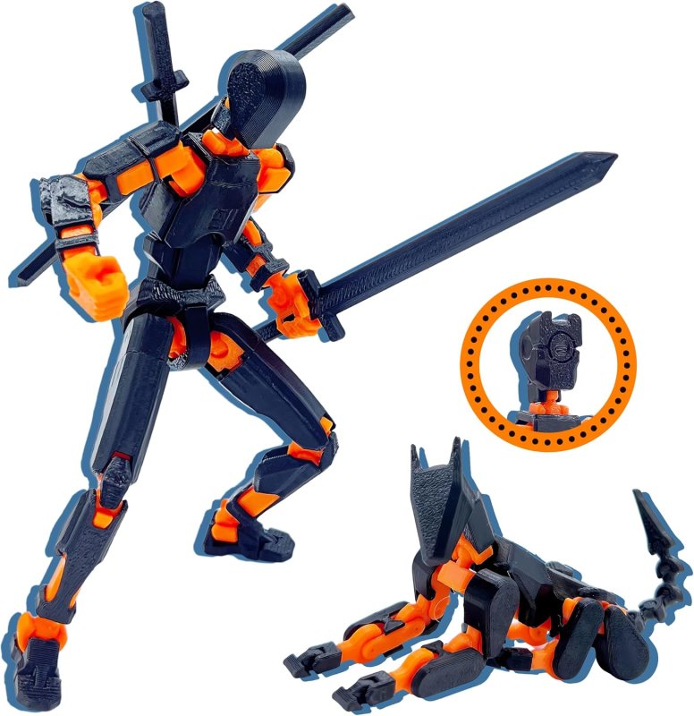 T13 ACTION FIGURE SET 3D PRINTED TOYS ROBO 13 DUMMY TITAN BLACK ORANGE