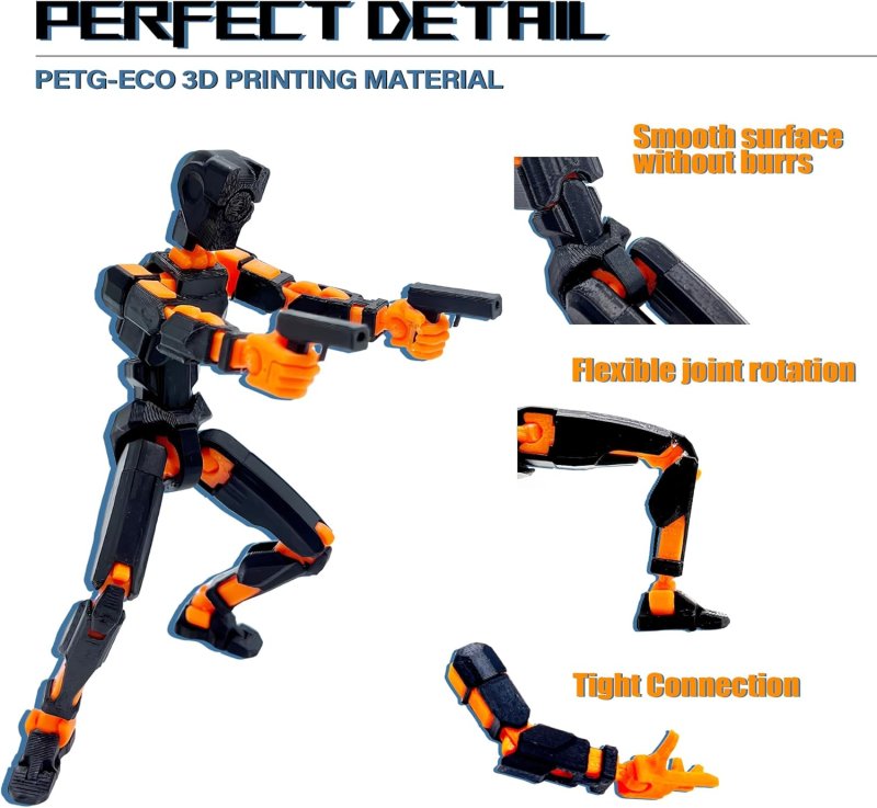 T13 ACTION FIGURE SET 3D PRINTED TOYS ROBO 13 DUMMY TITAN BLACK ORANGE