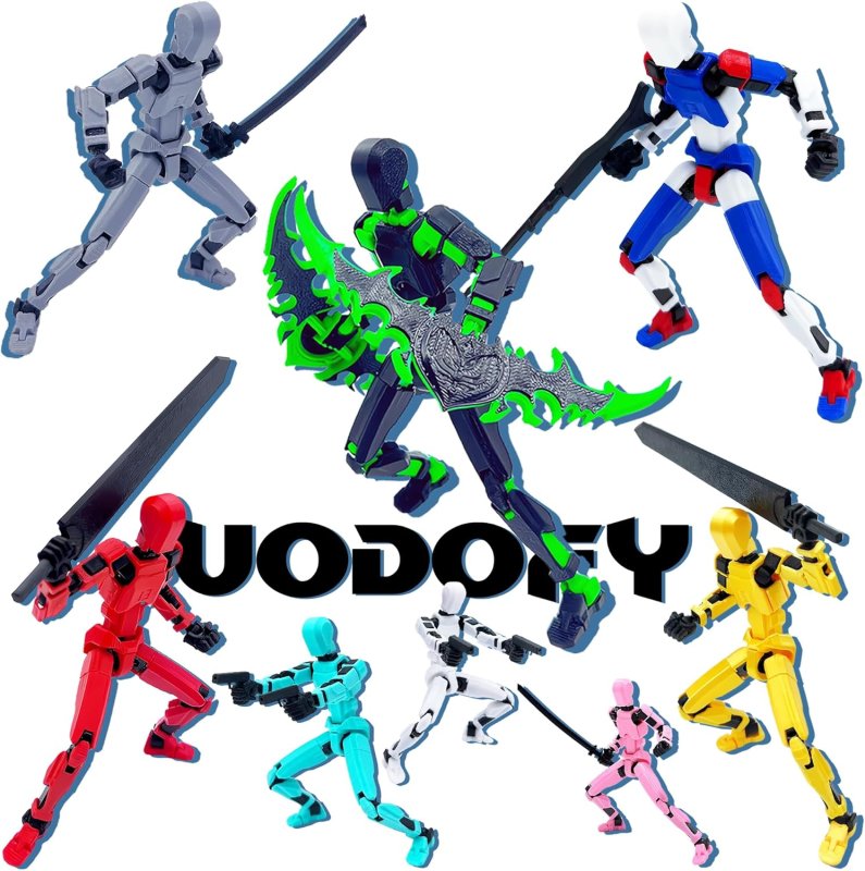T13 ACTION FIGURE SET 3D PRINTED TOYS ROBO 13 DUMMY TITAN BLACK ORANGE
