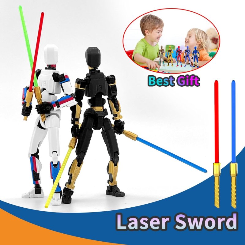 T13 ACTION FIGURE ASSEMBLED MULTI-COLORED TITAN 13 SET DUMMY LASER SABER 3D PRINTED T 13 LUCKY ROBO NOVA 13 ACTION FIGURES FIGURA DE ACCIóN T13 WHITE BLUE RED
