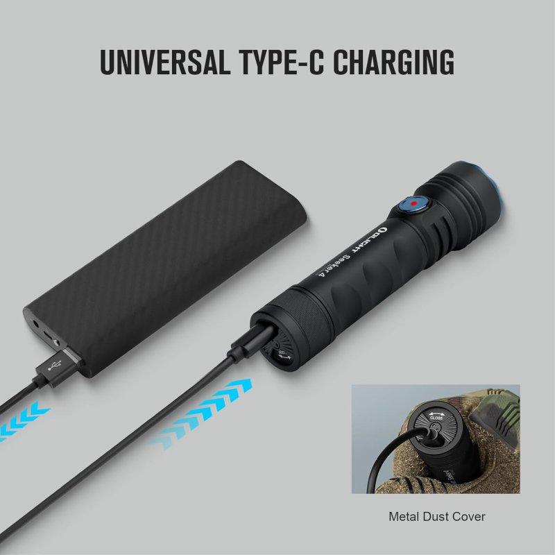 OLIGHT SEEKER 4 RECHARGEABLE BRIGHT FLASHLIGHTS 3100 LUMENS HIGH POWERFUL FLASH LIGHT WITH USB-C CHARGING 400 METERS LONG RAGE LED FOR EMERGENCY CAMPING AND LAW ENFORCEMENT MATTE BLACK