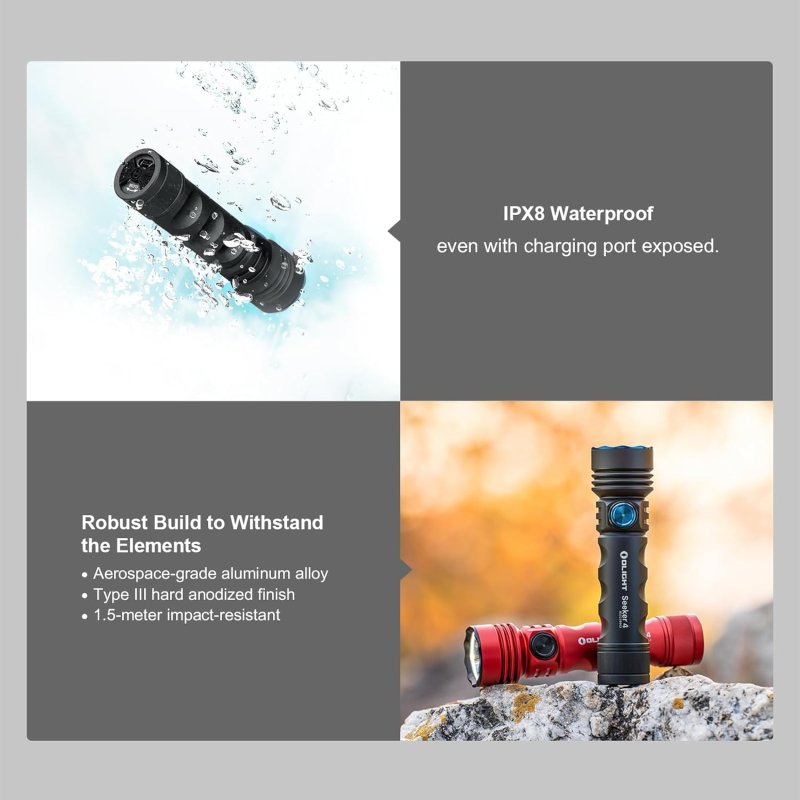 OLIGHT SEEKER 4 RECHARGEABLE BRIGHT FLASHLIGHTS 3100 LUMENS HIGH POWERFUL FLASH LIGHT WITH USB-C CHARGING 400 METERS LONG RAGE LED FOR EMERGENCY CAMPING AND LAW ENFORCEMENT MATTE BLACK