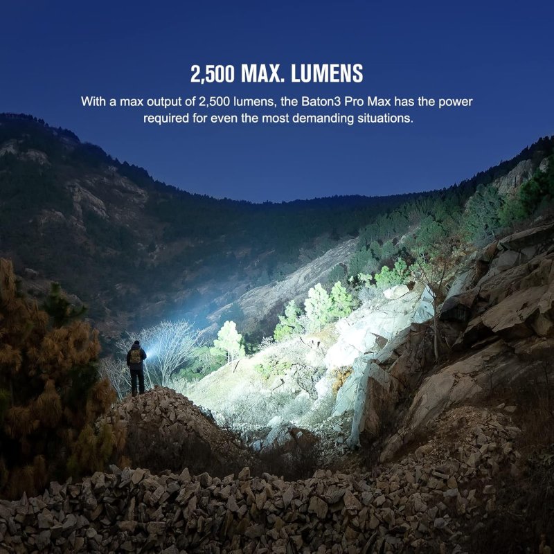 OLIGHT BATON3 PRO MAX FLASHLIGHT RECHARGEABLE COMPACT EDC SAFETY PROXIMITY SENSOR 2500 LED HIGH LUMENS CAMPING HIKING EMERGENCY ORANGE COOL WHITE