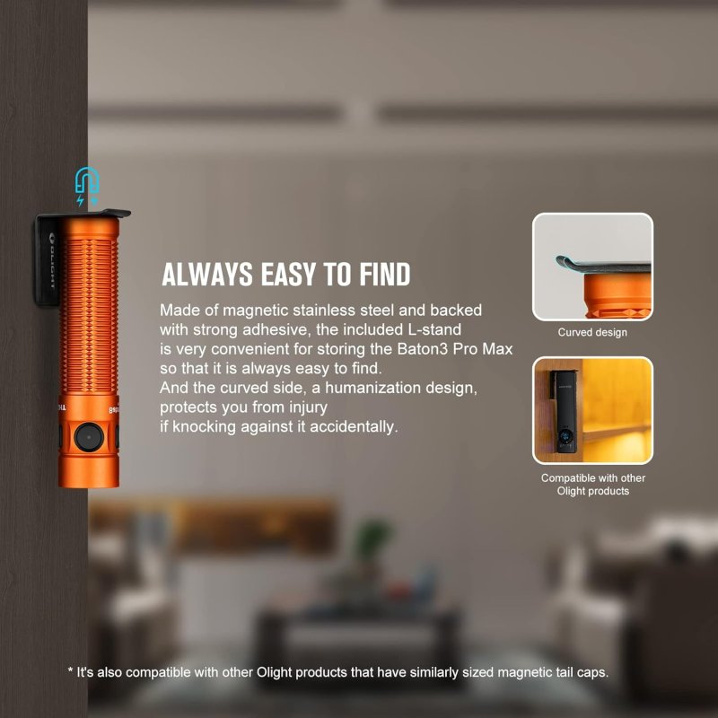 OLIGHT BATON3 PRO MAX FLASHLIGHT RECHARGEABLE COMPACT EDC SAFETY PROXIMITY SENSOR 2500 LED HIGH LUMENS CAMPING HIKING EMERGENCY ORANGE COOL WHITE
