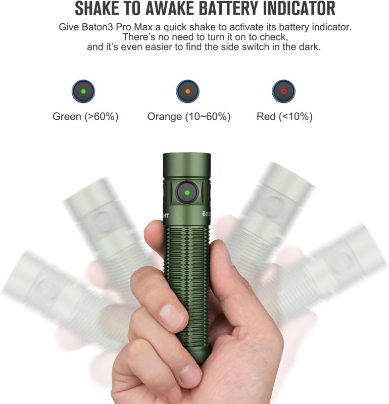 OLIGHT BATON3 PRO MAX 2500 LUMENS RECHARGEABLE COMPACT EDC FLASHLIGHTS WITH SAFETY PROXIMITY SENSOR POCKET LIGHT FOR CAMPING HIKING EMERGENCY COOL WHITE LIGHT 5700~6700K