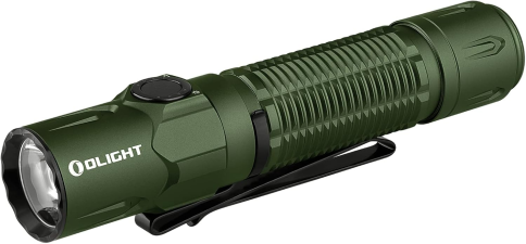 OLIGHT WARRIOR 3S 2300 LUMENS RECHARGEABLE TACTICAL FLASHLIGHT COMPACT DUAL-SWITCHES LED BRIGHT LIGHT PROXIMITY SENSOR POWERED CUSTOMIZED BATTERY EMERGENCY SEARCHING OD GREEN