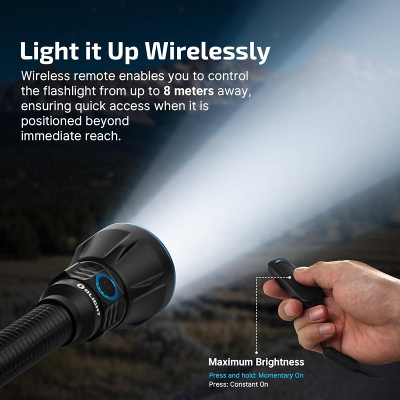 OLIGHT JAVELOT TURBO 2 1800 LUMEN RECHARGEABLE TACTICAL FLASHLIGHT LONG-RANGE 4921FT THROW DUAL-SWITCH LED HUNTING LIGHT WIRELESS REMOTE 8M CONTROL BATTERY PACK USB C CABLE BLACK