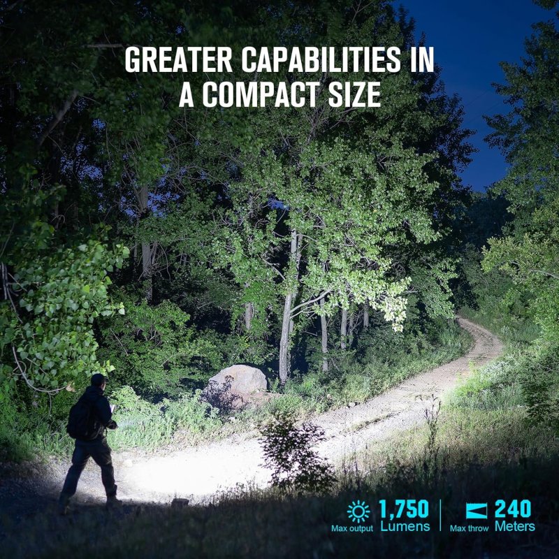 OLIGHT WARRIOR MINI3 TACTICAL FLASHLIGHT DUAL SWITCHES LED RECHARGEABLE LIGHT MCC3 CHARGER 1750 LUMENS POWERFUL EDC LIGHT CAMPING EMERGENCY OUTDOOR BLACK
