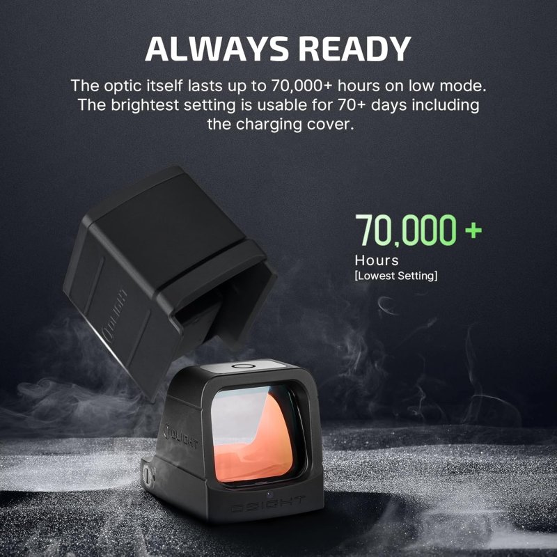 OLIGHT OSIGHT 3 MOA RECHARGEABLE DOT OPEN REFLEX SIGHT CHARGING COVER TACTICAL PARALLAX-FREE SIGHTS PICATINNY MOUNT COMPATIBLE GREEN RED DOT OPTIONS