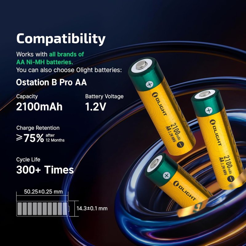 OLIGHT OSTATION X NIMH AA RECHARGEABLE BATTERY CHARGER 3-IN-1 AUTOMATIC DESIGN BAD BATTERIES DETECTION APP CONTROL