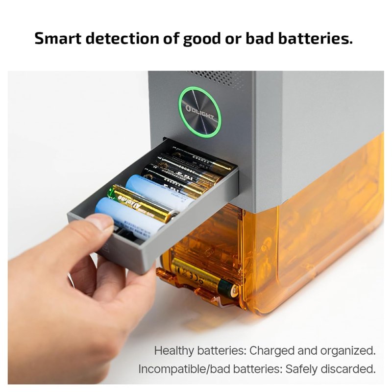 OLIGHT OSTATION X NIMH AA RECHARGEABLE BATTERY CHARGER 3-IN-1 AUTOMATIC DESIGN BAD BATTERIES DETECTION APP CONTROL