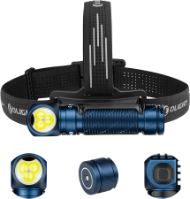 OLIGHT PERUN 3 RECHARGEABLE HEADLAMP FLASHLIGHT 3000 LUMENS LED HEADLIGHT RED LIGHT WATERPROOF HEAD LAMP HEADBAND OUTDOOR CAMPING HIKING WORKING MIDNIGHT BLUE