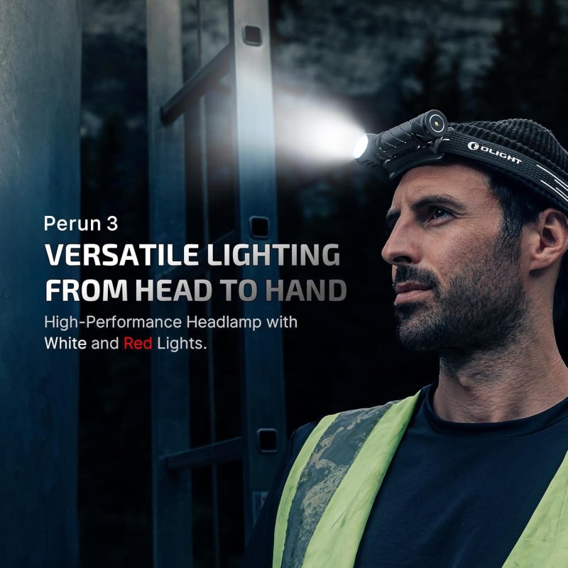 OLIGHT PERUN 3 RECHARGEABLE HEADLAMP FLASHLIGHT 3000 LUMENS LED HEADLIGHT RED LIGHT WATERPROOF HEAD LAMP HEADBAND OUTDOOR CAMPING HIKING WORKING MIDNIGHT BLUE