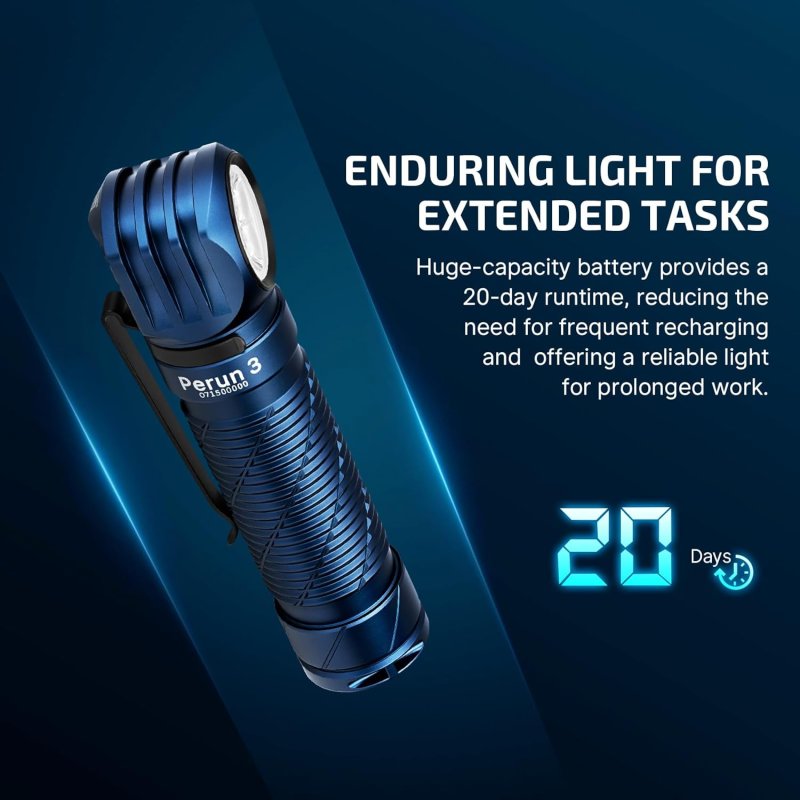 OLIGHT PERUN 3 RECHARGEABLE HEADLAMP FLASHLIGHT 3000 LUMENS LED HEADLIGHT RED LIGHT WATERPROOF HEAD LAMP HEADBAND OUTDOOR CAMPING HIKING WORKING MIDNIGHT BLUE