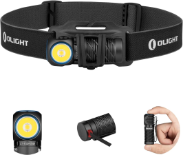 OLIGHT PERUN 2 MINI HEADLAMP 1100 LUMENS LED HEAD FLASHLIGHT RECHARGEABLE HEADLIGHT RED LIGHT OPTION IDEAL FOR WORK HIKING CAMPING CLIMBING BLACK COOL WHITE 5700-6700K