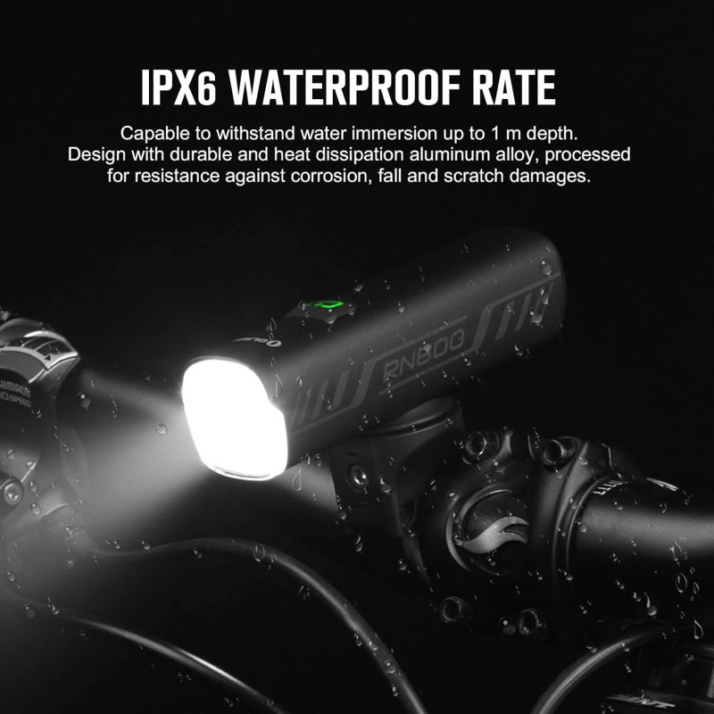 OLIGHT RN 800 RECHARGEABLE BIKE HEADLIGHTS 800 LUMENS FOR URBAN CYCLISTS USB TYPE C CHARGING 1X BATTERY IPX6 WATERPROOF BICYCLE LIGHT