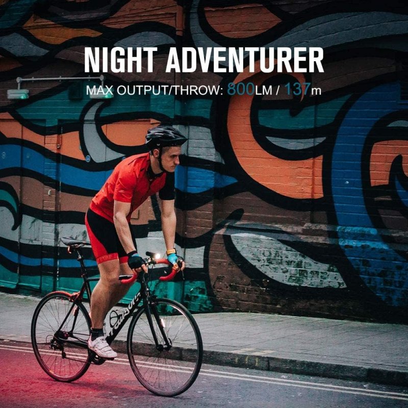OLIGHT RN 800 RECHARGEABLE BIKE HEADLIGHTS 800 LUMENS FOR URBAN CYCLISTS USB TYPE C CHARGING 1X BATTERY IPX6 WATERPROOF BICYCLE LIGHT