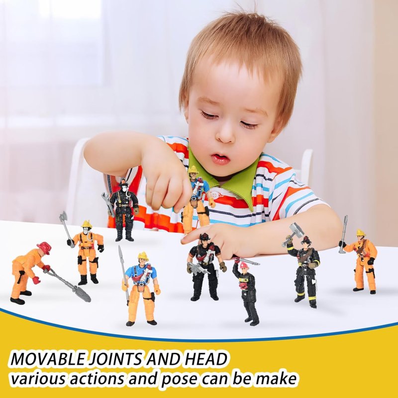 FIREFIGHTER ACTION FIGURES 8 PIECES FIREMAN TOYS BOYS GIRLS 4-INCH FIGURE PLAYSETS ACCESSORIES IDEAL GIFTS CHRISTMAS PARTY FAVOR