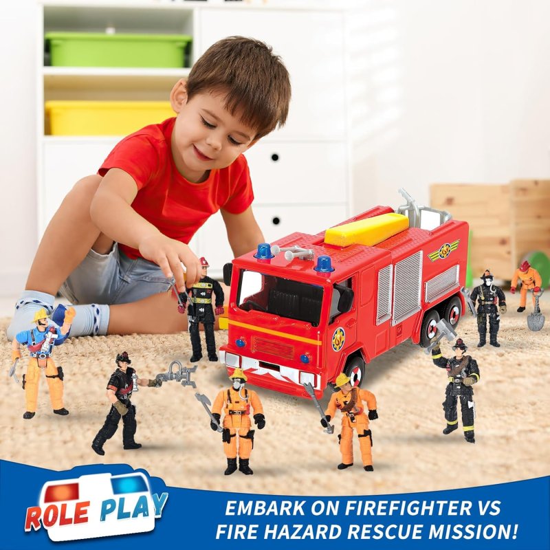 FIREFIGHTER ACTION FIGURES 8 PIECES FIREMAN TOYS BOYS GIRLS 4-INCH FIGURE PLAYSETS ACCESSORIES IDEAL GIFTS CHRISTMAS PARTY FAVOR