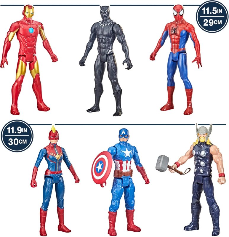 MARVEL TITAN HERO SERIES ACTION FIGURE MULTIPACK 6 FIGURES 12-INCH TOYS INSPIRED BY MARVEL COMICS FOR KIDS AGES 4 AND UP AMAZON EXCLUSIVE