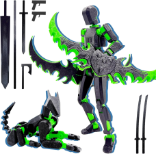 T13 ACTION FIGURE SET ASSEMBLY COMPLETED DUMMY 13 TITAN 13 ACTION FIGURES 3D PRINTED TOYS MULTI-JOINTED MOVABLE BLACK GREEN