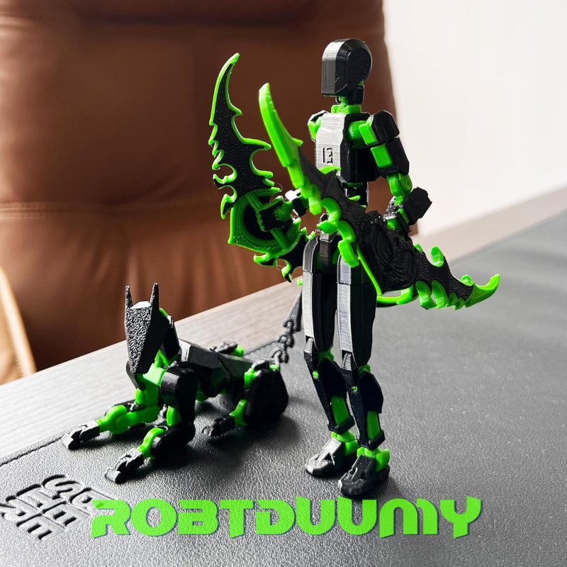 T13 ACTION FIGURE SET ASSEMBLY COMPLETED DUMMY 13 TITAN 13 ACTION FIGURES 3D PRINTED TOYS MULTI-JOINTED MOVABLE BLACK GREEN